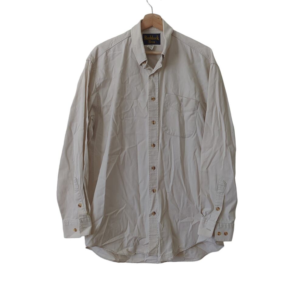 Ruddock Bros Men's Button Down‎ Shirt Large Made USA XL Tail Cotton Work Western